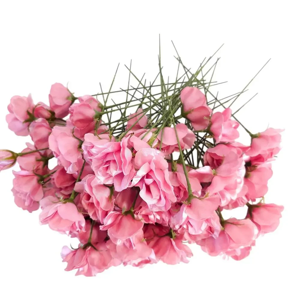 66 Light Pink Satin Artificial Roses 2.5in Flower Stems Wedding Crafts DIY Decor